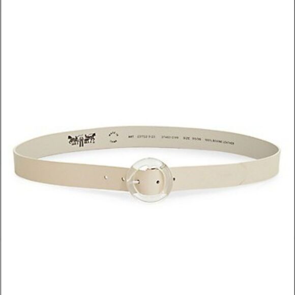 Levi's Clair Leather Belt Size 40 Cream - Picture 1 of 6